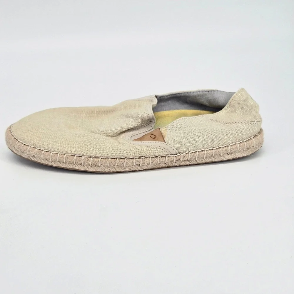 Olukai Kaula Paa Kapa Oatmeal Beige Espadrille Slip On Shoes Flats Women 8 VGUC